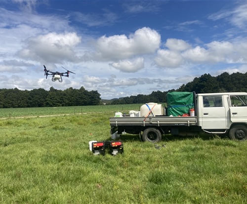 large payoad drone taking off in rural Whangarei